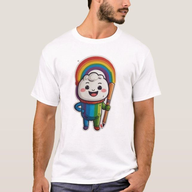 Happy Pencil Sketching Rainbow T-Shirt (Vorderseite)