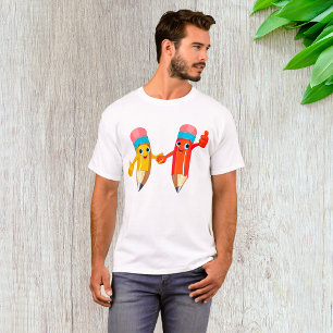 Happy Pencils Rot und Gelb T - Shirt