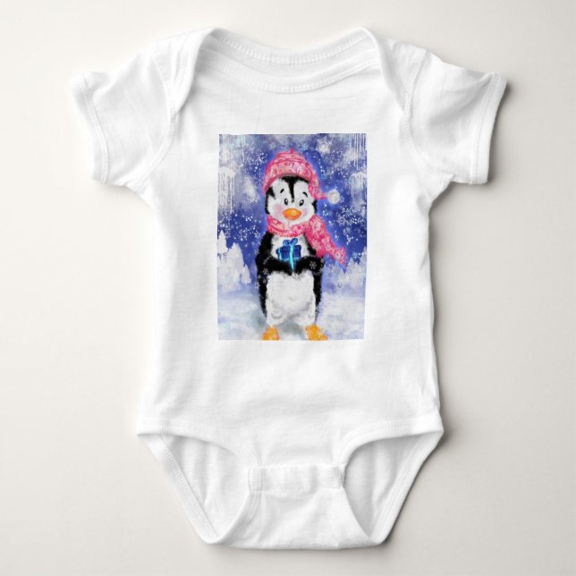 Happy Penguin Baby Bodysuit - Christmas Strampler (Vorderseite)