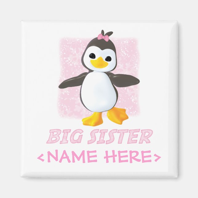 Happy Penguin Big Sister Magnet (Vorne)