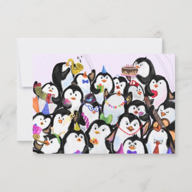 Happy Penguin Birthday Card (Rückseite)