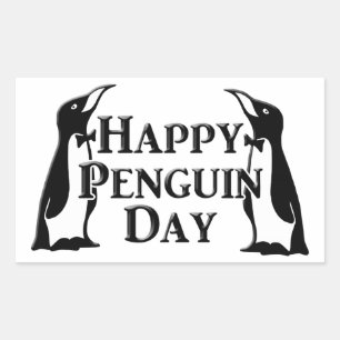Happy Penguin Day Rechteckiger Aufkleber