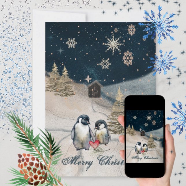 Happy Penguin Family Feiertagskarte (Von Creator hochgeladen)