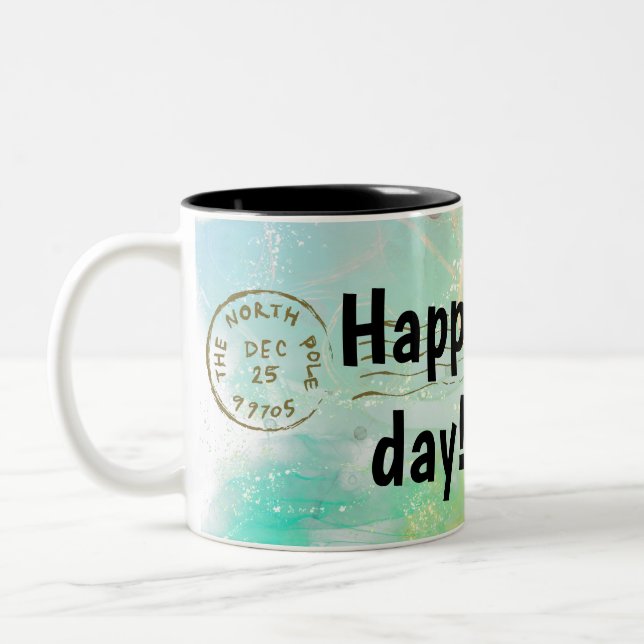 happy penguin family with colorful balloons zweifarbige tasse (Links)