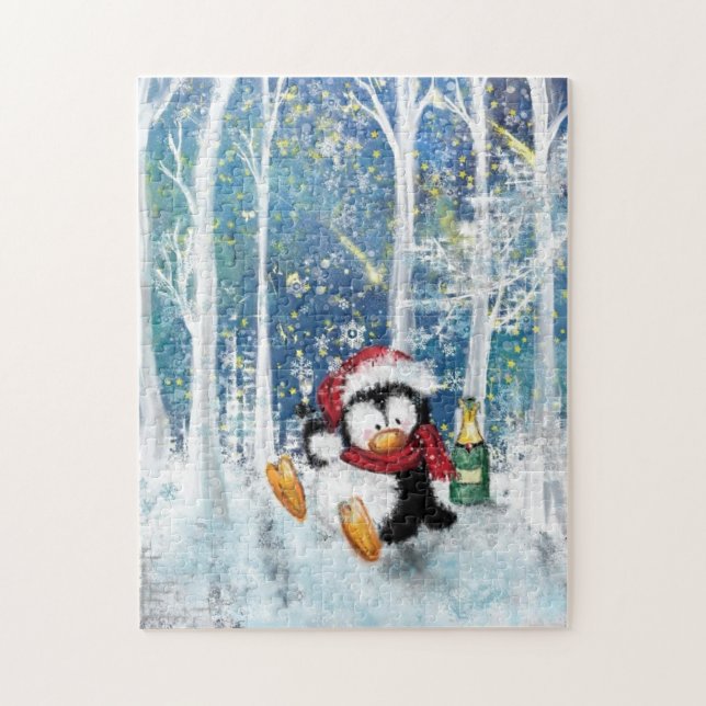 Happy Penguin - Frohe Weihnachten - Niedlich - Puzzle (Vertikal)