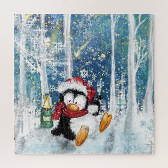Happy Penguin Funny Christmas Puzzle (Vertikal)