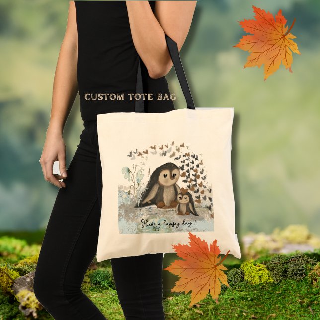 Happy Penguin Mama & baby Tragetasche (Happy Penguin Tote Bag)