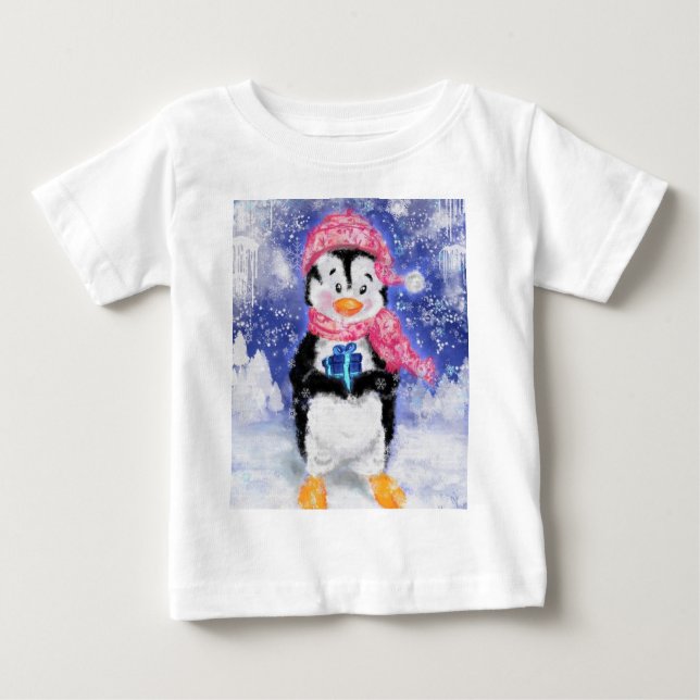 Happy Penguin - Weihnachten - Baby T-shirt (Vorderseite)