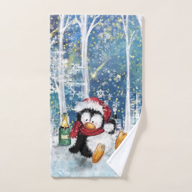 Happy Penguin - Weihnachten Badhandtuch Set (Handtuch)