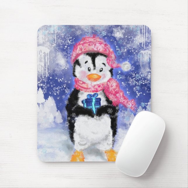 Happy Penguin - Weihnachten - Mousepad (Mit Mouse)