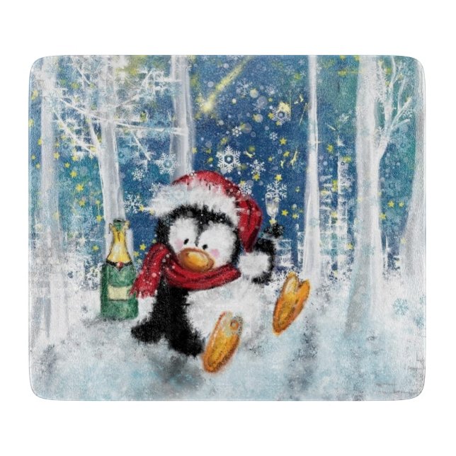 Happy Penguin - Weihnachten Schneidebrett (Vorderseite)