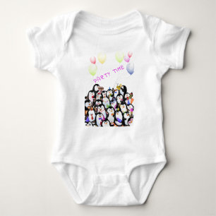 Happy Penguins Party Cartoon Baby Bodysuit Baby Strampler
