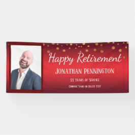 Happy Pension Red mit Gold Confetti Ein Foto Banner