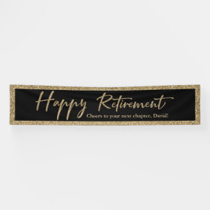 Happy Pension Typografie Gold Glitzer und Black Banner