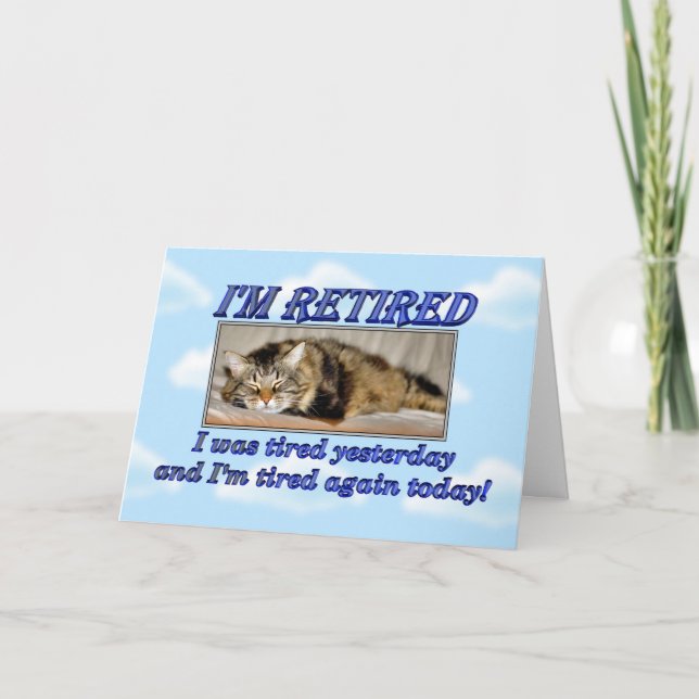 Happy Pension Verlassend Arbeit Schlafkatze Karte (Vorderseite)