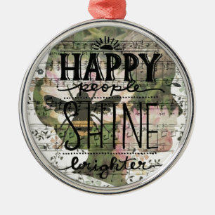 Happy People Digital Art Collage Silbernes Ornament