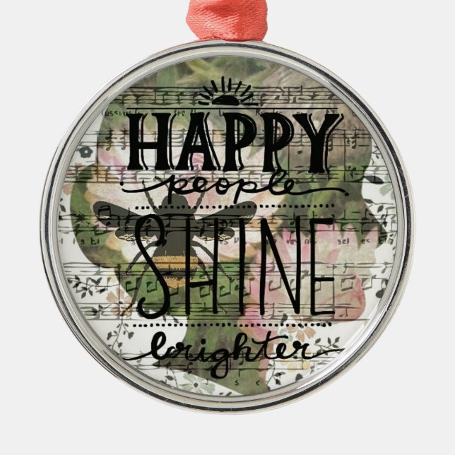 Happy People Digital Art Collage Silbernes Ornament (Vorne)