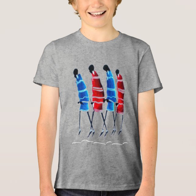Happy People Maasai Art: Street Style | cultural  Tri-Blend Shirt (Vorderseite)