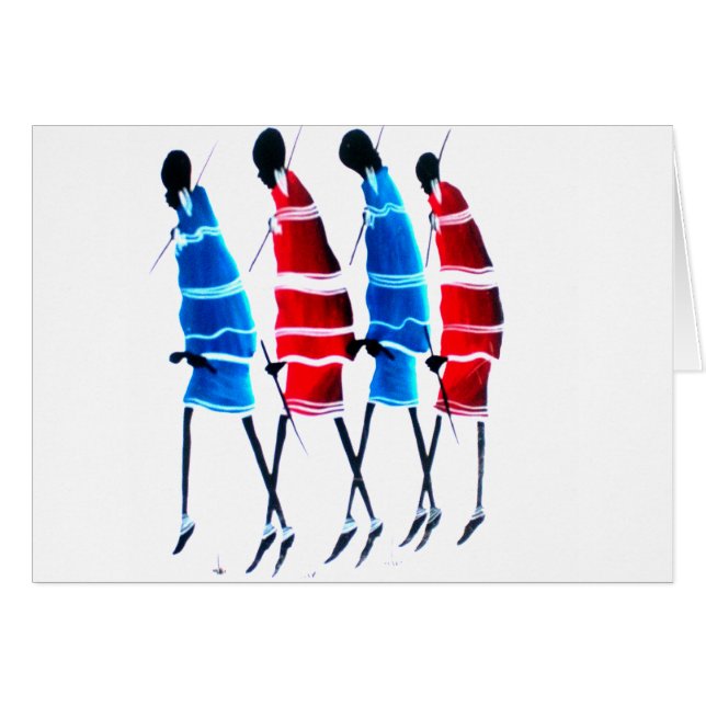 Happy People Maasai Warriors Walking Art Print (Vorderseite (Horizontal))
