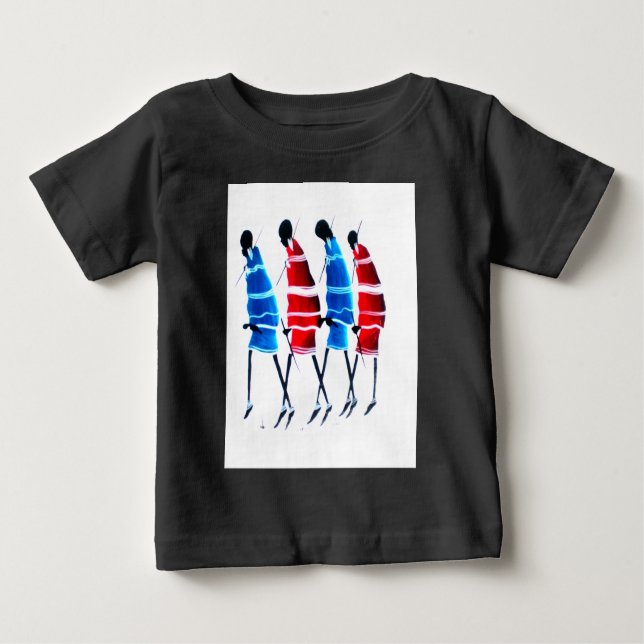 Happy People Maasai Warriors Walking Art Print Baby T-shirt (Vorderseite)