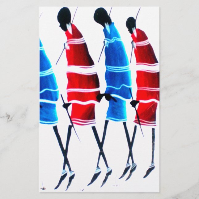 Happy People Maasai Warriors Walking Art Print Briefpapier (Vorderseite)