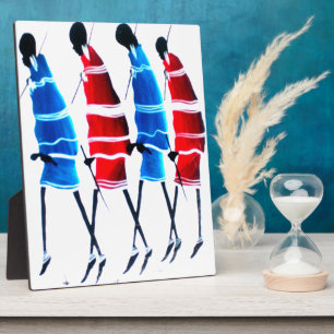 Happy People Maasai Warriors Walking Art Print Fotoplatte