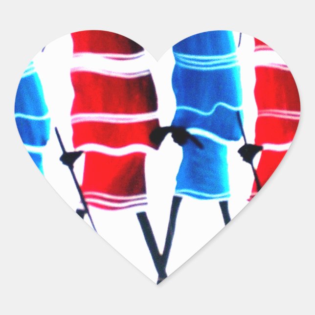 Happy People Maasai Warriors Walking Art Print Herz-Aufkleber (Vorderseite)