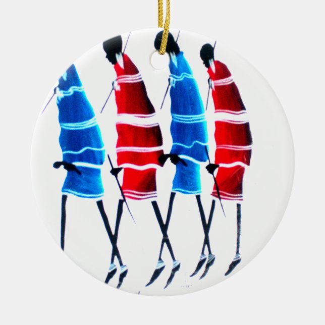 Happy People Maasai Warriors Walking Art Print Keramik Ornament (Vorne)
