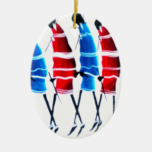 Happy People Maasai Warriors Walking Art Print Keramik Ornament