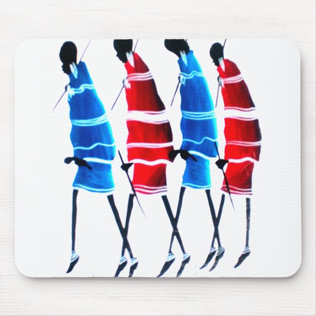 Happy People Maasai Warriors Walking Art Print Mousepad (Vorne)