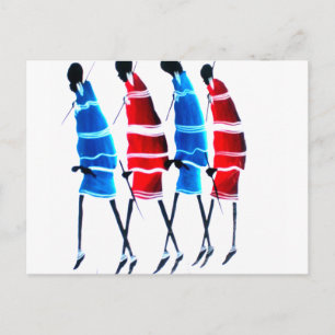 Happy People Maasai Warriors Walking Art Print Postkarte