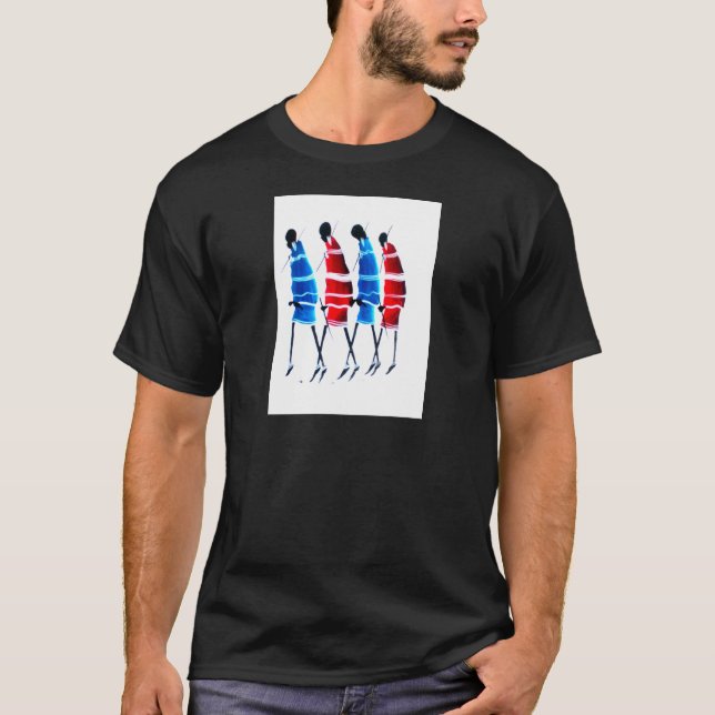 Happy People Maasai Warriors Walking Art Print T-Shirt (Vorderseite)