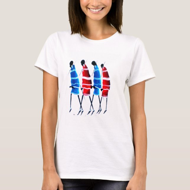 Happy People Maasai Warriors Walking Art Print T-Shirt (Vorderseite)