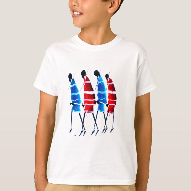 Happy People Maasai Warriors Walking Art Print T-Shirt (Vorderseite)