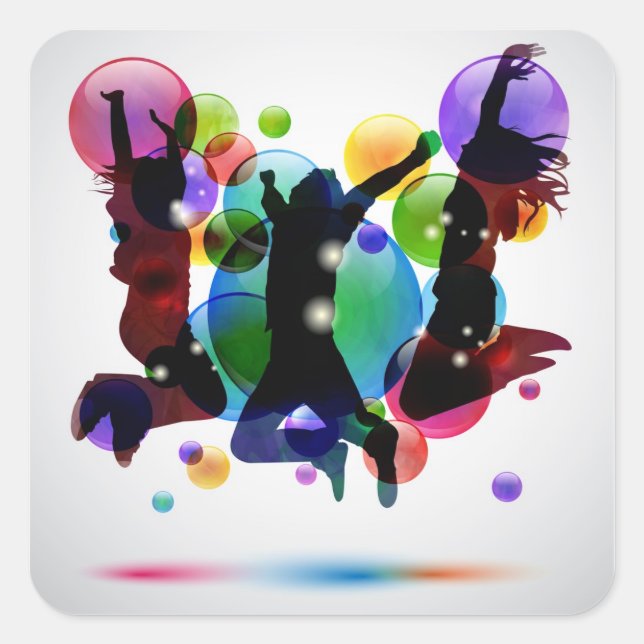 Happy People Quadratischer Aufkleber (Vorderseite)