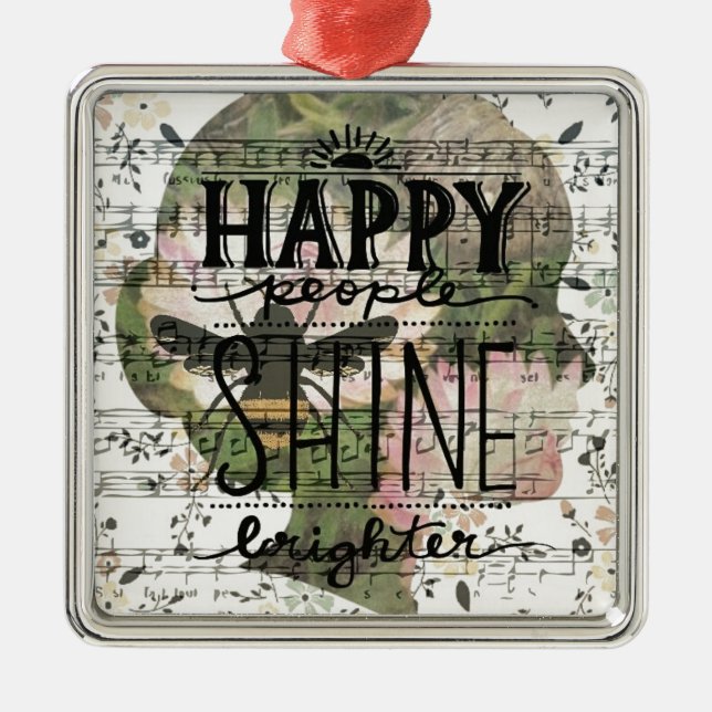 Happy People Shine Silbernes Ornament (Vorne)