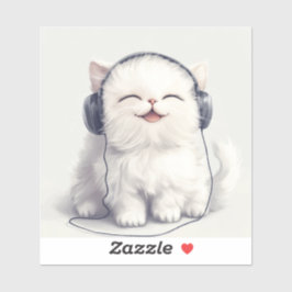 Happy persische Katze mit Kopfhörern Aufkleber