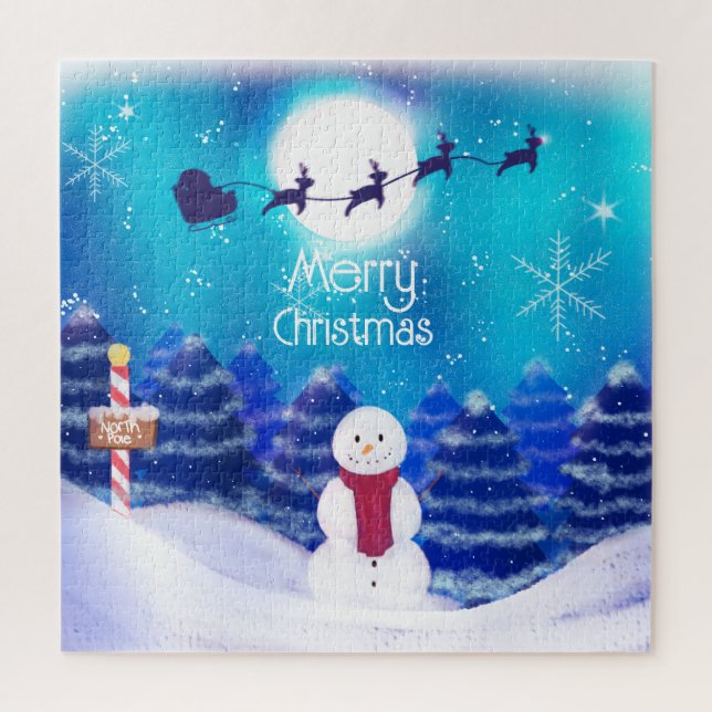 Happy Personalisiert Christmas Snowman Puzzle (Vertikal)