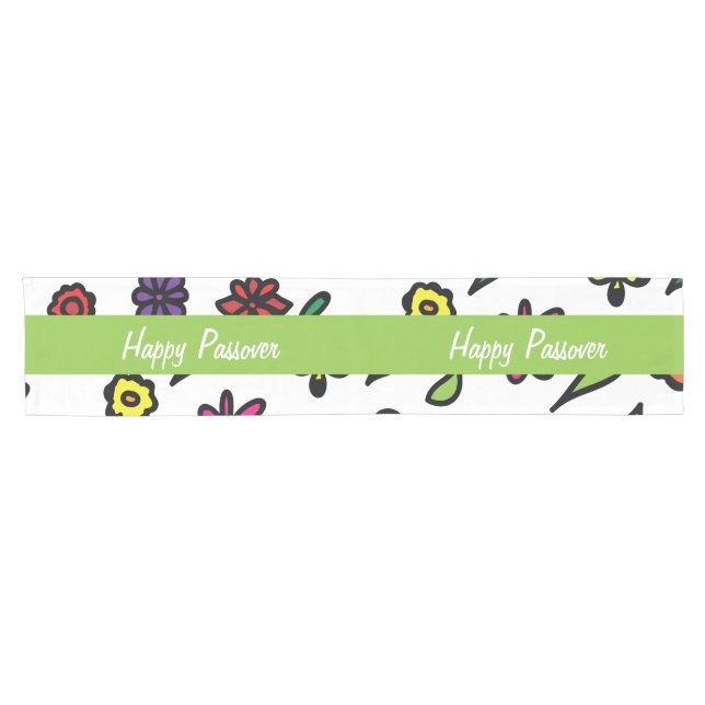 Happy Pessach, Floral jüdischer Urlaubspassover Kurzer Tischläufer (Horizontal)