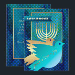 Happy Pessach. Friedenstauben und Menorah-Karte Karte<br><div class="desc">Happy Pessach. Elegante Festive Gold Foil Peace Doves und Menorah anpassbare Pessach Flat Grußkarte. Matching Karten und Geschenke in der jüdischen Urlaubskategorie unseres Stores.</div>