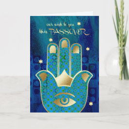 Happy Pessach. Hamsa Hand Lucky Symbol Karte