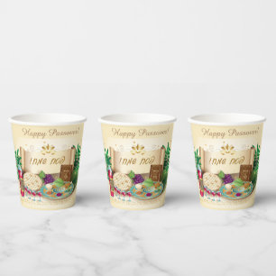 Happy Pessach Spring Seder Vintage Dekoration Pappbecher