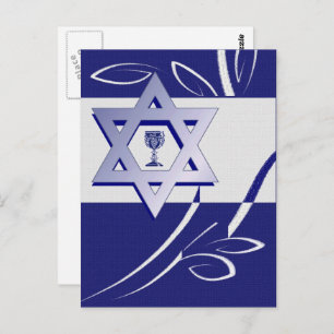 Happy Pessach. Star von David und Kiddush Postkarte