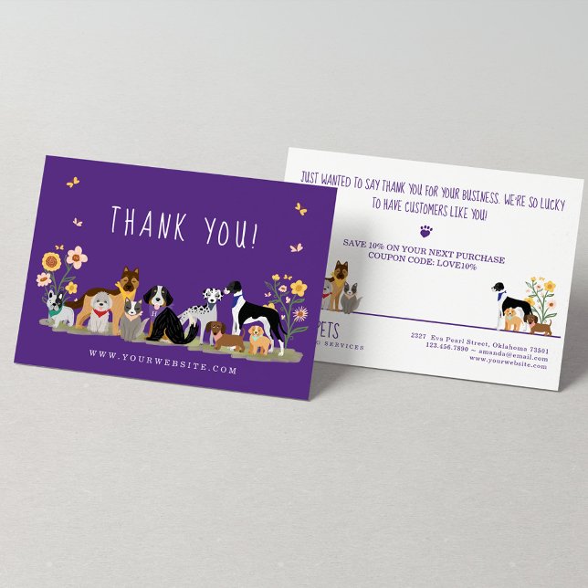 Happy Pet Family Pet Care, Grooming danke Postkarte (Loveable Happy Cat on Window Sill Pet Sitting Business Card)