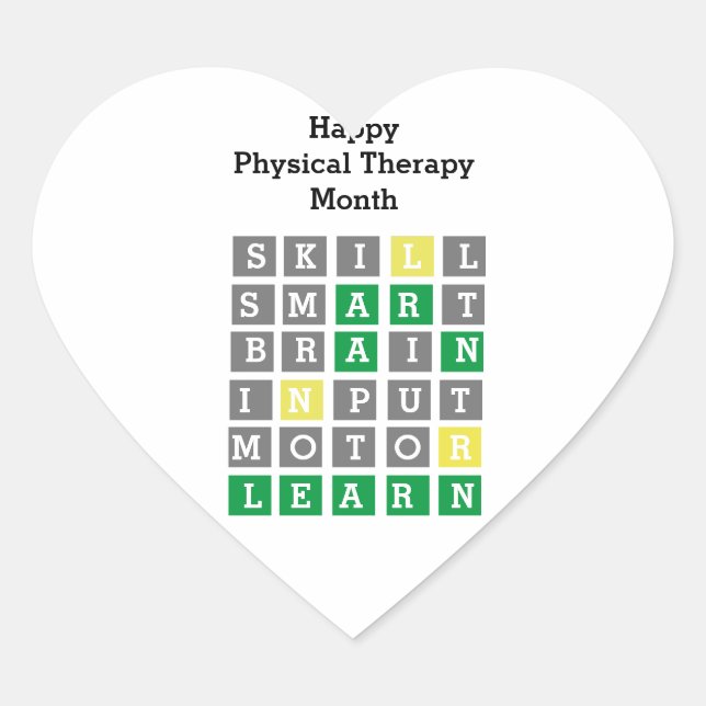 Happy Physical Therapy Monat Custom Wordle Classic Herz-Aufkleber (Vorderseite)