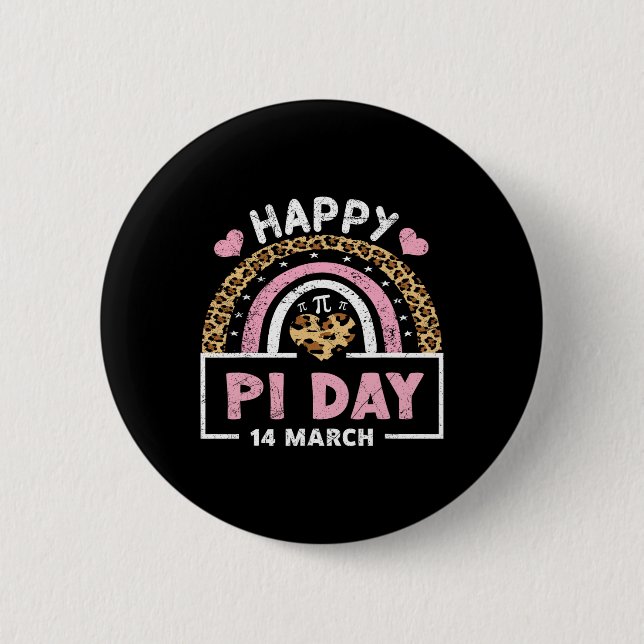 Happy Pi Day 2024 Rainbow Math Lover Lehrer Leopa Button (Vorderseite)