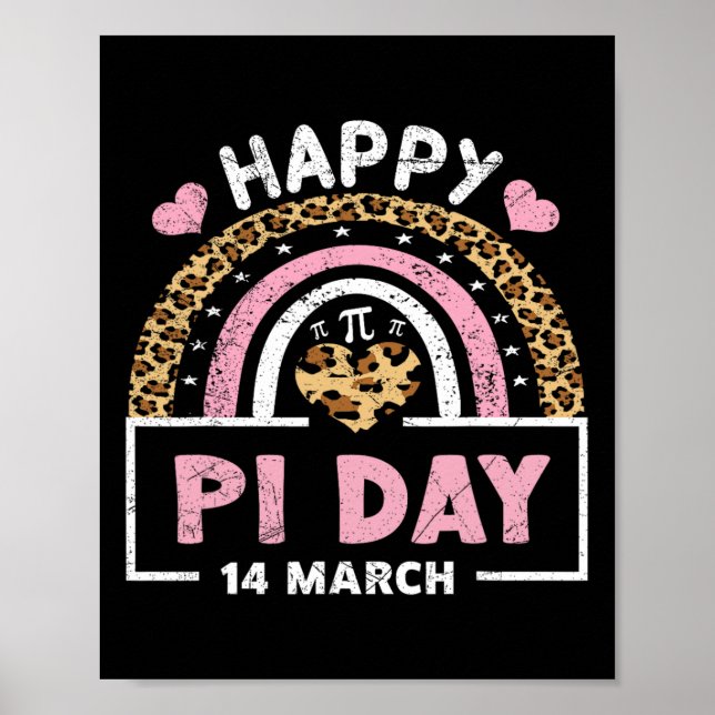 Happy Pi Day 2024 Rainbow Math Lover Lehrer Leopa Poster (Vorne)