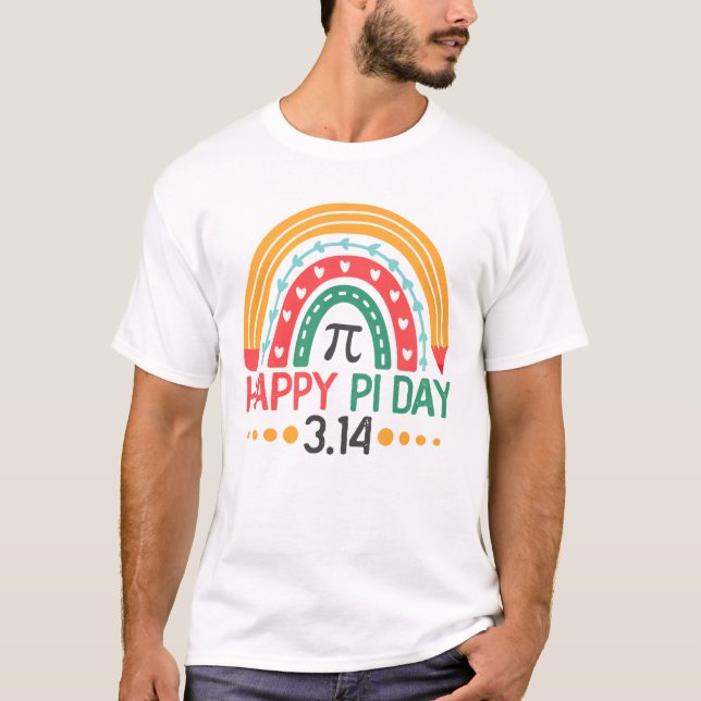 Happy Pi Day 3.14 Boho Rainbow Math Teacher T-Shirt (Vorderseite)