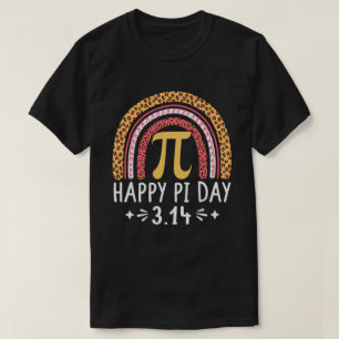 Happy Pi Day 3.14 Leopard Rainbow Math Teacher T-Shirt