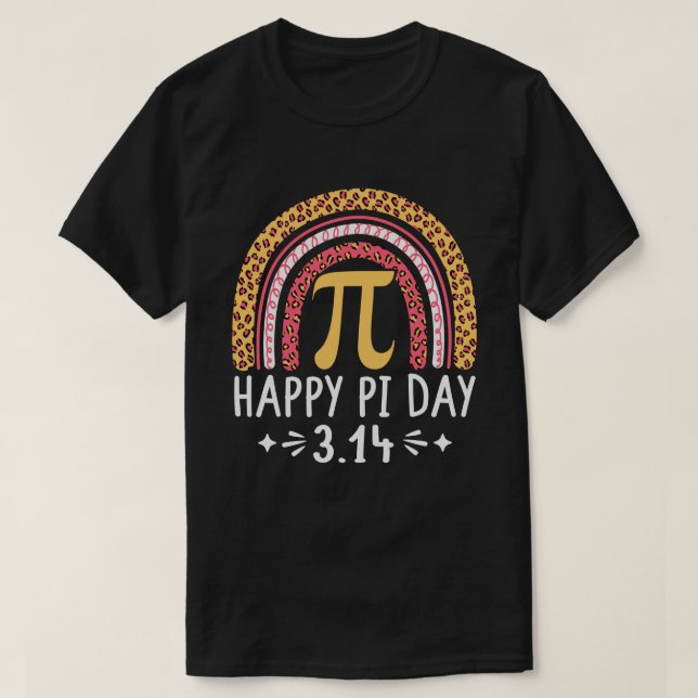 Happy Pi Day 3.14 Leopard Rainbow Math Teacher T-Shirt (Design vorne)